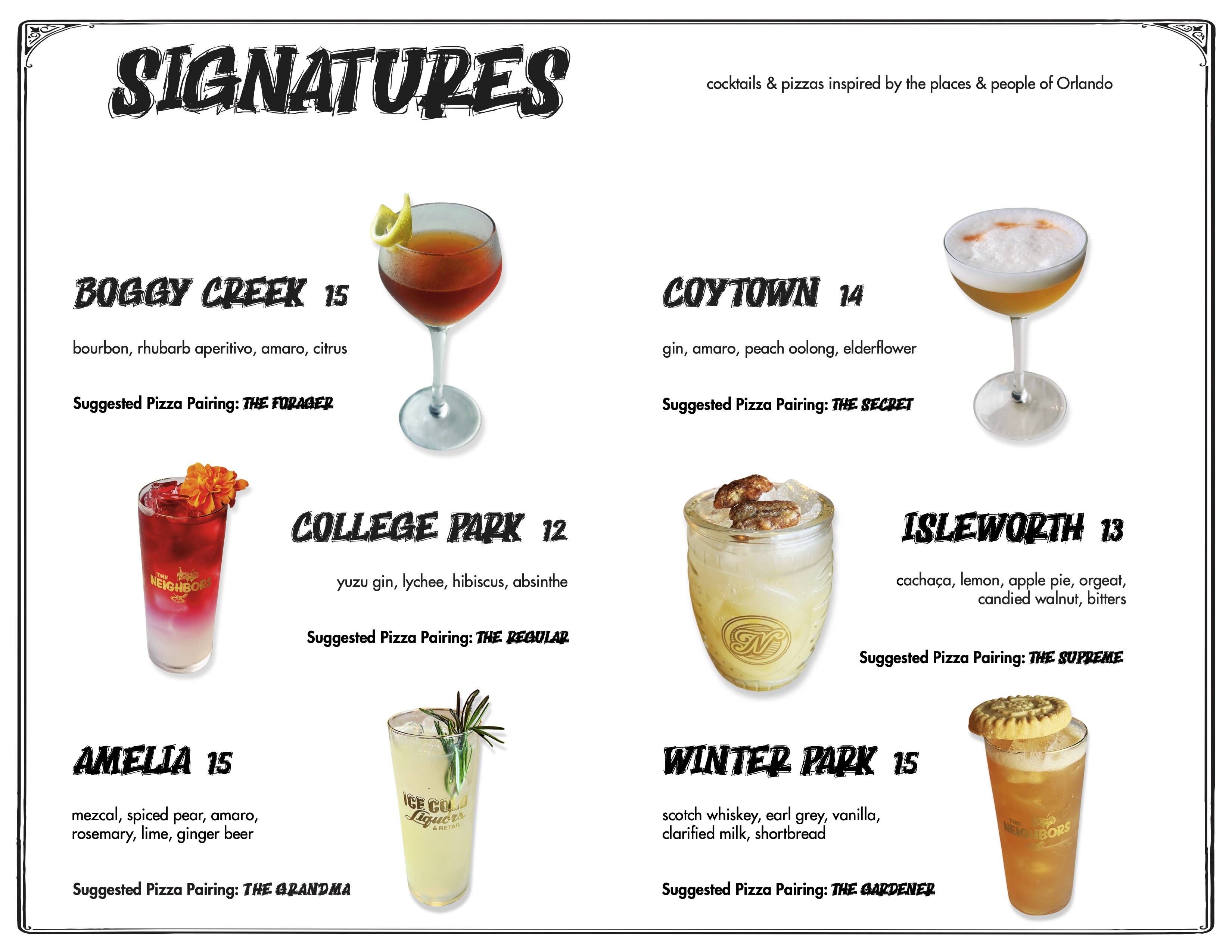 Bar Menu | The Neighbors Orlando